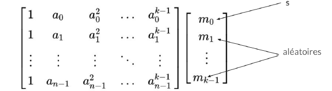 Share generation with Reed Solomon code generator matrix